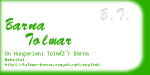 barna tolmar business card